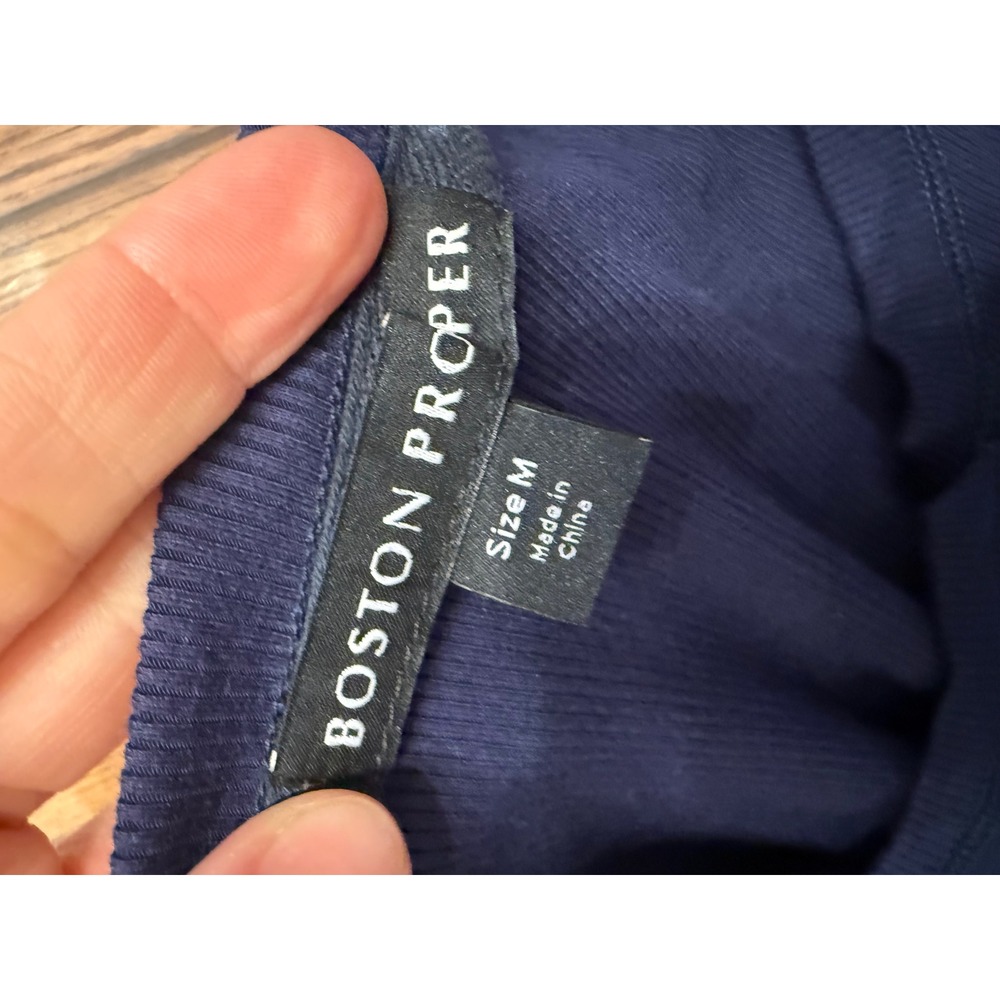 Boston Proper Maxi Dress Womens Size M Navy Blue Ribbed Henley Slit 224110038 - Picture 5 of 7